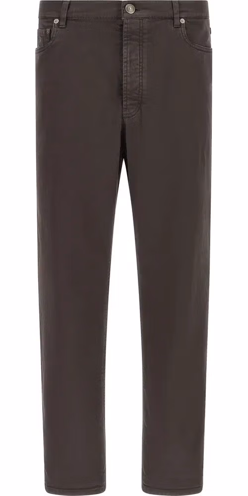 Brunello Cucinelli Brown Cotton Straight-Leg Jeans