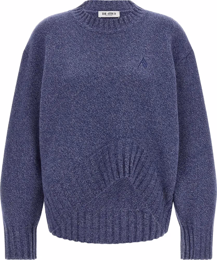 The Attico Blue Virgin Wool Cardigan