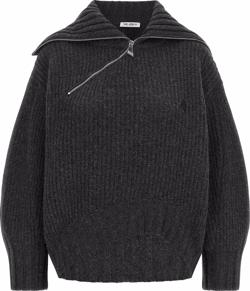The Attico Gray Virgin Wool Cardigan