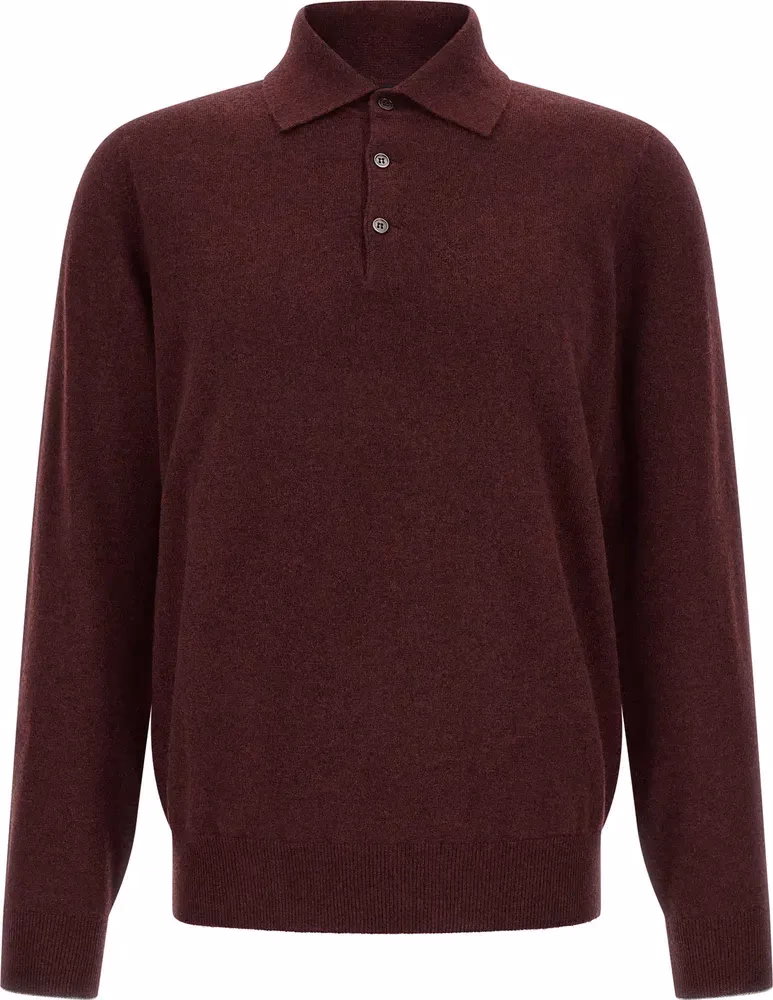 Brunello Cucinelli Bordeaux Cashmere Polo Shirt