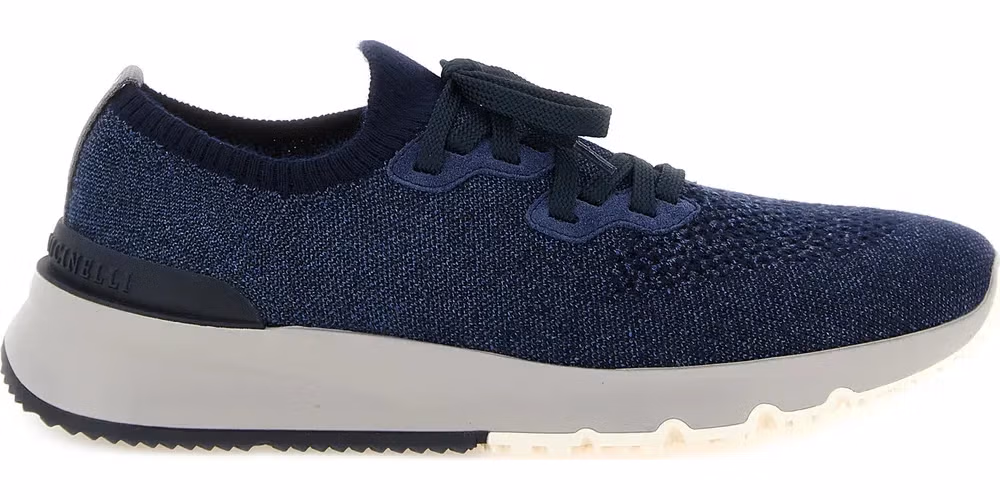 Brunello Cucinelli Blue Cotton Athletic Sneakers