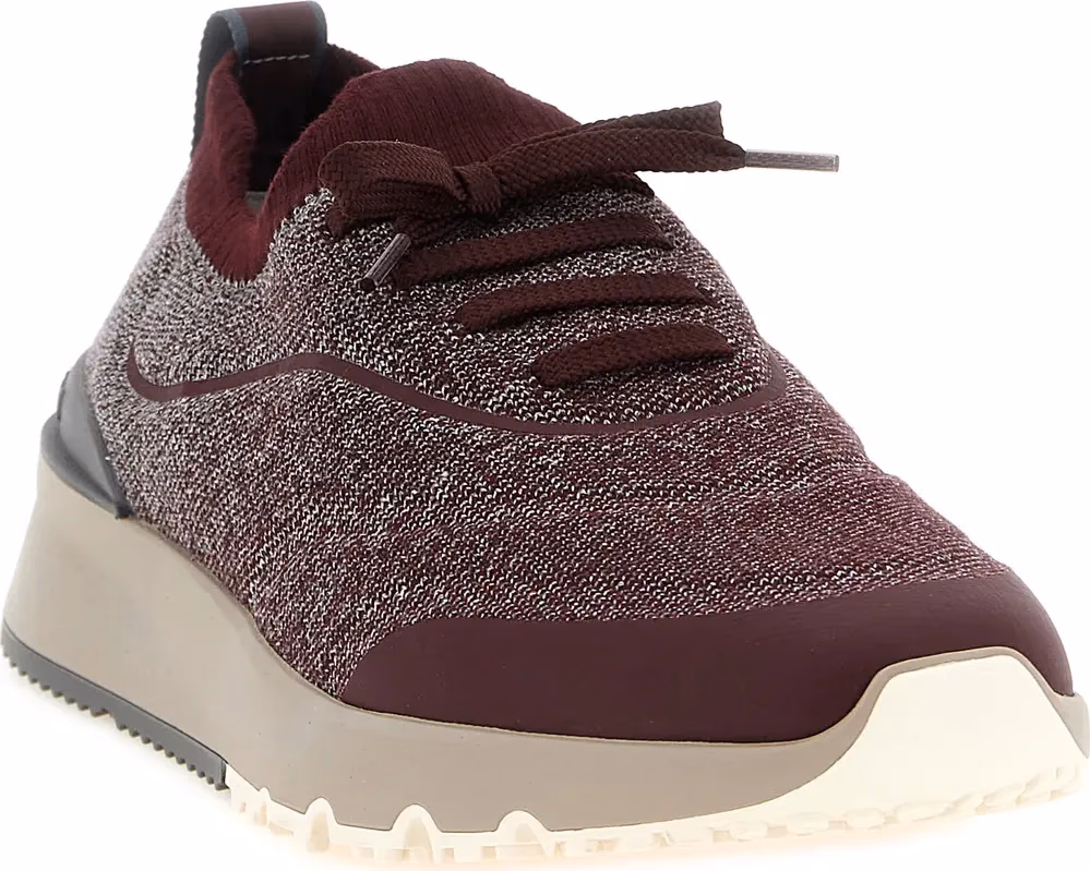 Brunello Cucinelli Bordeaux Cotton Athletic Sneakers