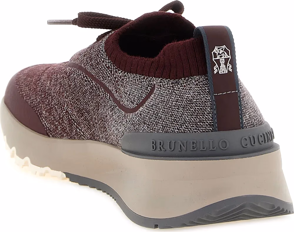 Brunello Cucinelli Bordeaux Cotton Athletic Sneakers
