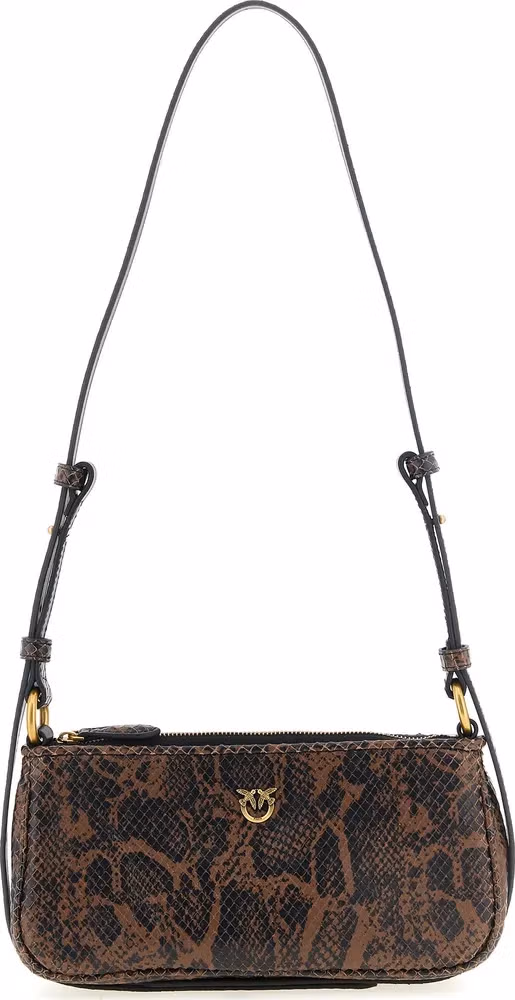 PINKO Brown Calfskin Crossbody Bag
