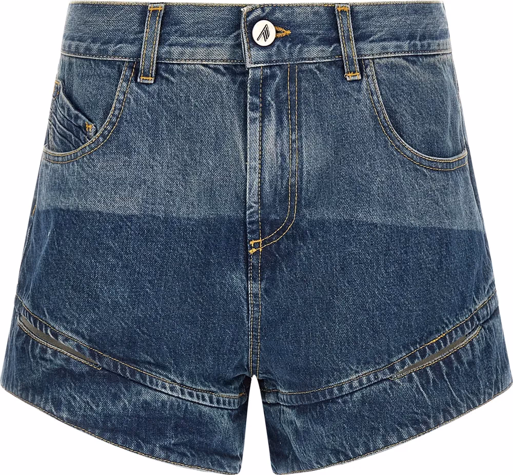 The Attico Blue Cotton Bermuda Shorts