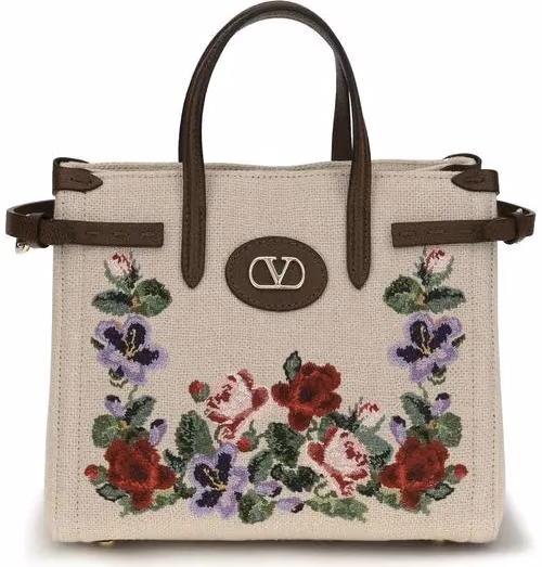 Valentino Garavani Beige Linen Handbag