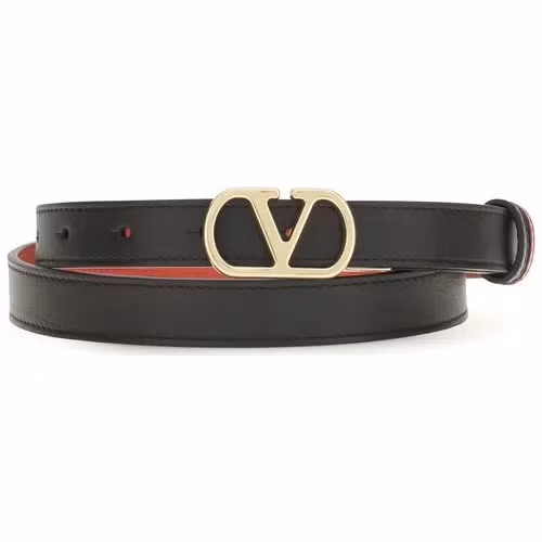 Valentino Garavani Black Calf Leather Bos Taurus Regular Belt