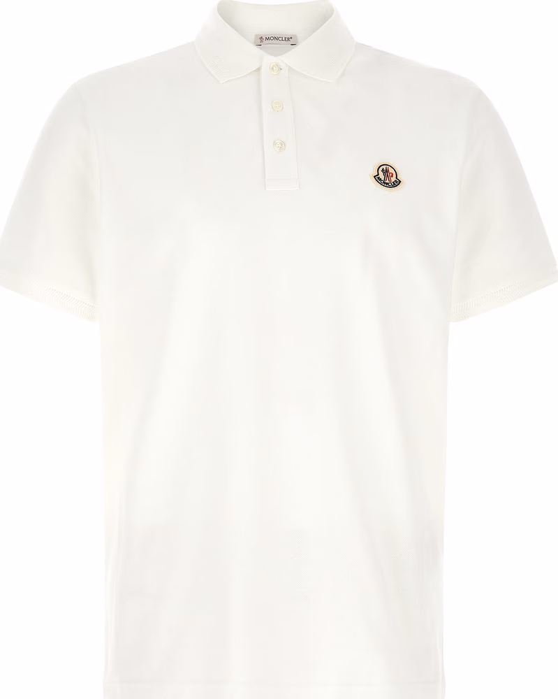 Moncler White Cotton Polo Shirt