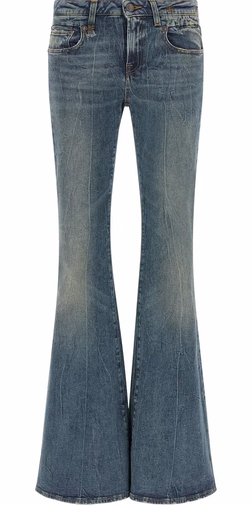 R13 Blue Cotton Flared Jeans