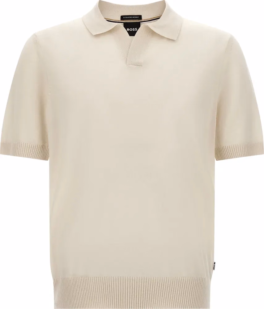 Hugo Boss White Virgin Wool Polo Shirt