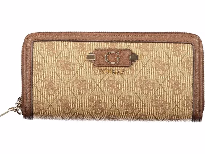 Guess Jeans Beige Poliuretano Womens Wallet With Zip Closure