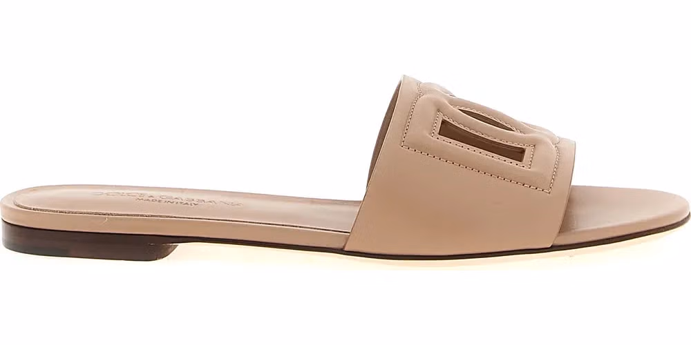Dolce & Gabbana Beige Calfskin Slides