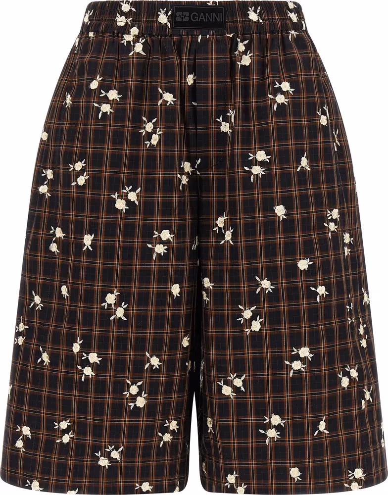 Ganni Brown Organic Cotton Bermuda Shorts