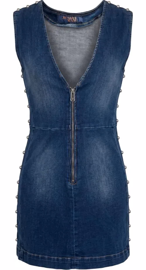 Trussardi Jeans Blue Cotton Women Dress