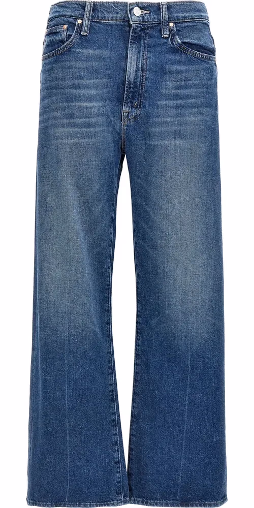 Mother Denim Blue Cotton Straight-Leg Jeans