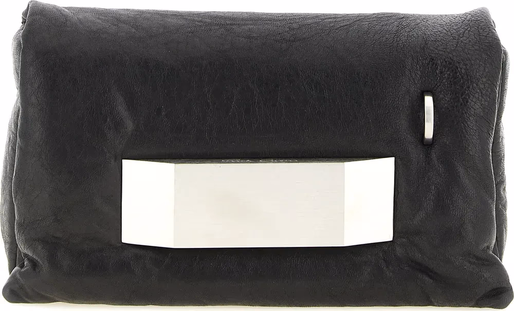 Rick Owens Black Lamb Leather Clutch Bag
