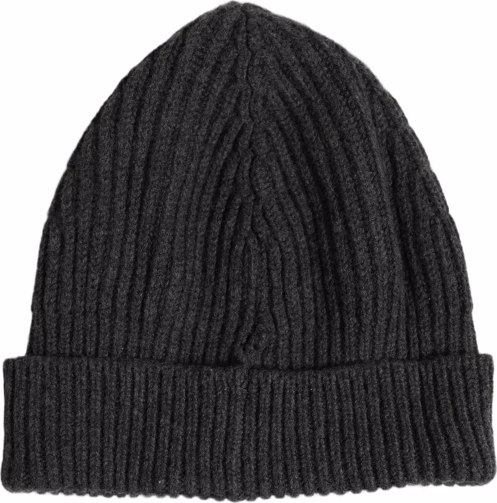 Dolce & Gabbana Men Charcoal Grey Ribbed Wool Knit Beanie One Size Hat