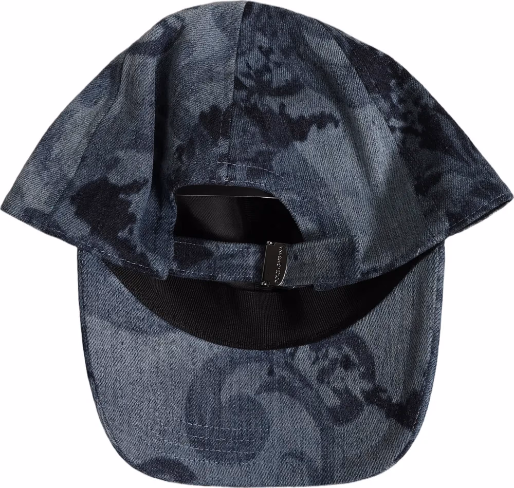 Dolce & Gabbana Men Blue All Over Logo Cotton Baseball Cap Hat