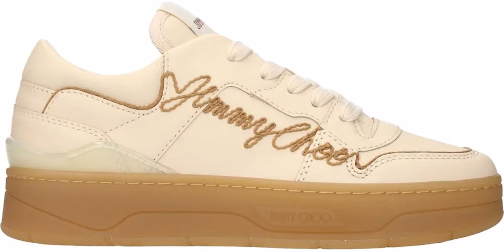 Jimmy Choo Beige Leather Low Top Sneakers
