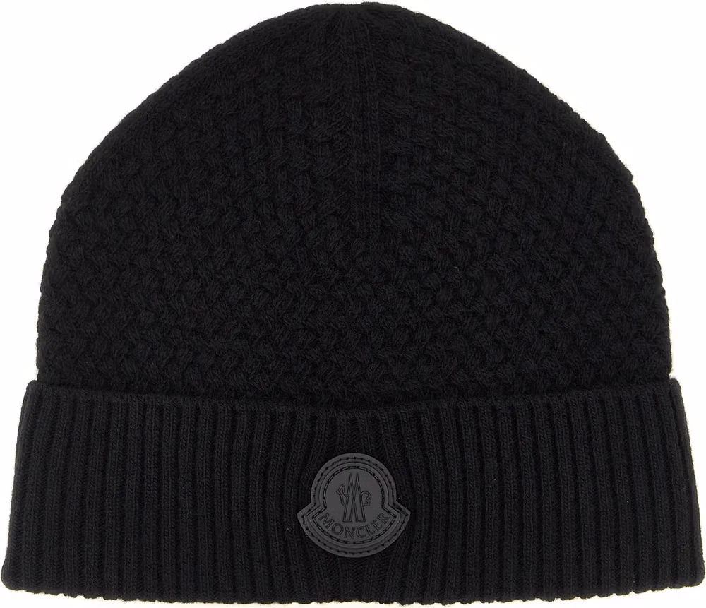 Moncler Black Leather Beanie