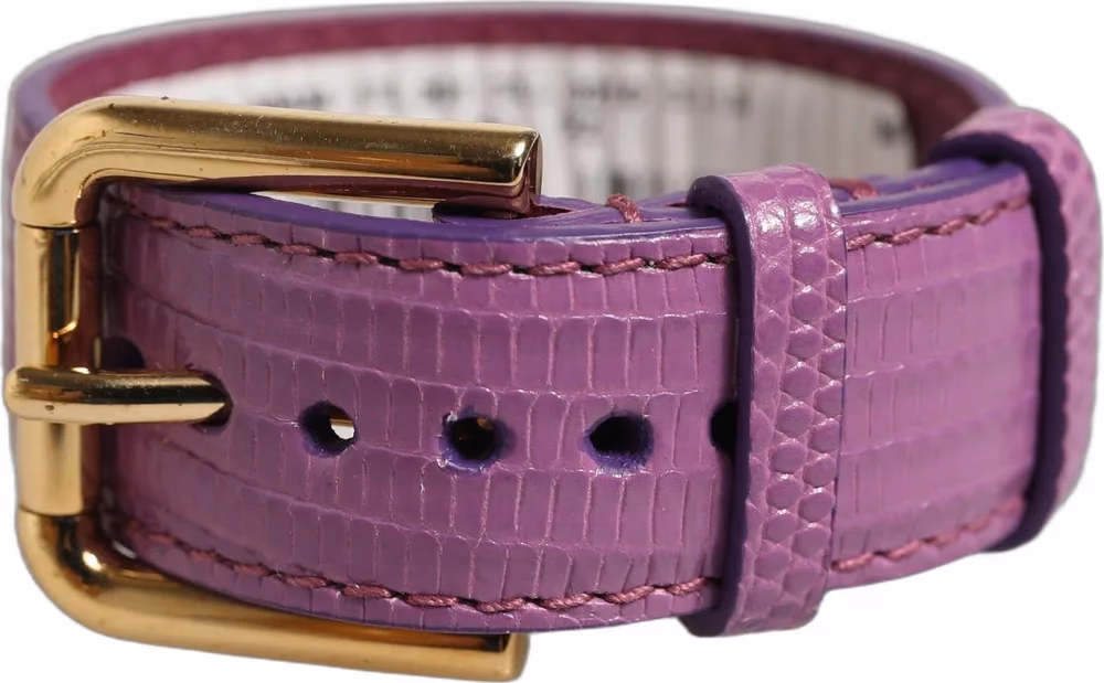Dolce & Gabbana Purple Textured Leather Gold Buckle Belt Strap Bracelet