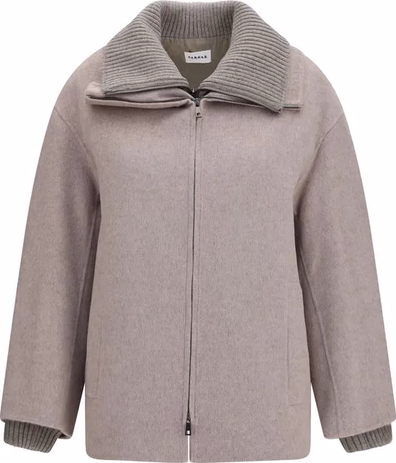P.A.R.O.S.H. Beige Wool Oves Aries Full-Length Jacket