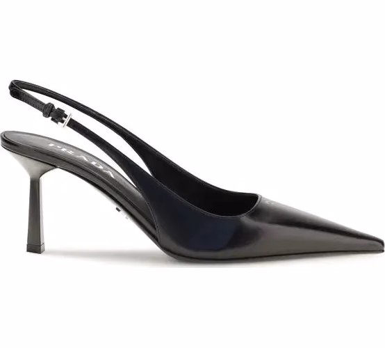 Prada Black Calf Leather Bos Taurus High Heel Pumps