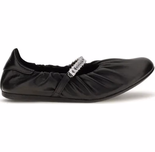 Jimmy Choo Black Calf Leather Bos Taurus Ballet Flats