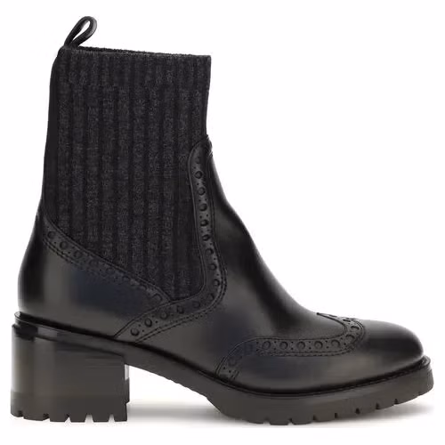 Santoni Black Calf Leather Bos Taurus Ankle Boots