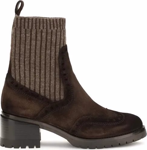 Santoni Brown Calf Leather Bos Taurus Ankle Boots