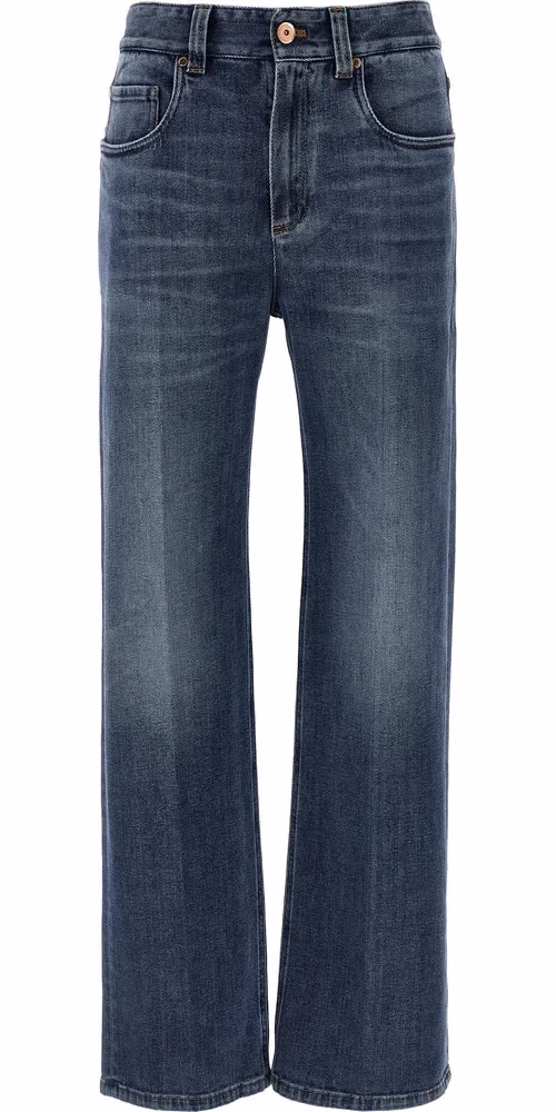 Brunello Cucinelli Blue Cotton Relaxed Fit Jeans