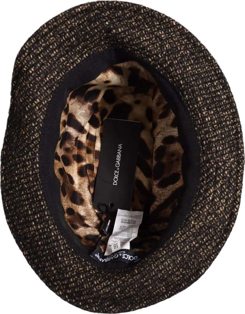 Dolce & Gabbana Gray Melange Blended Textured Tweed Capello Hat