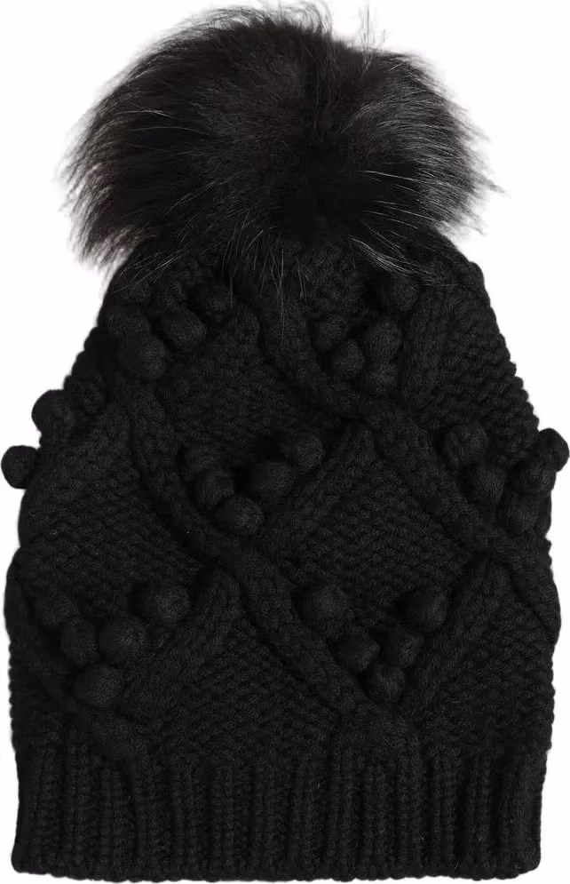 Dolce & Gabbana Black Cashmere Knitted Fur Pom-Pom Beanie One Size Hat