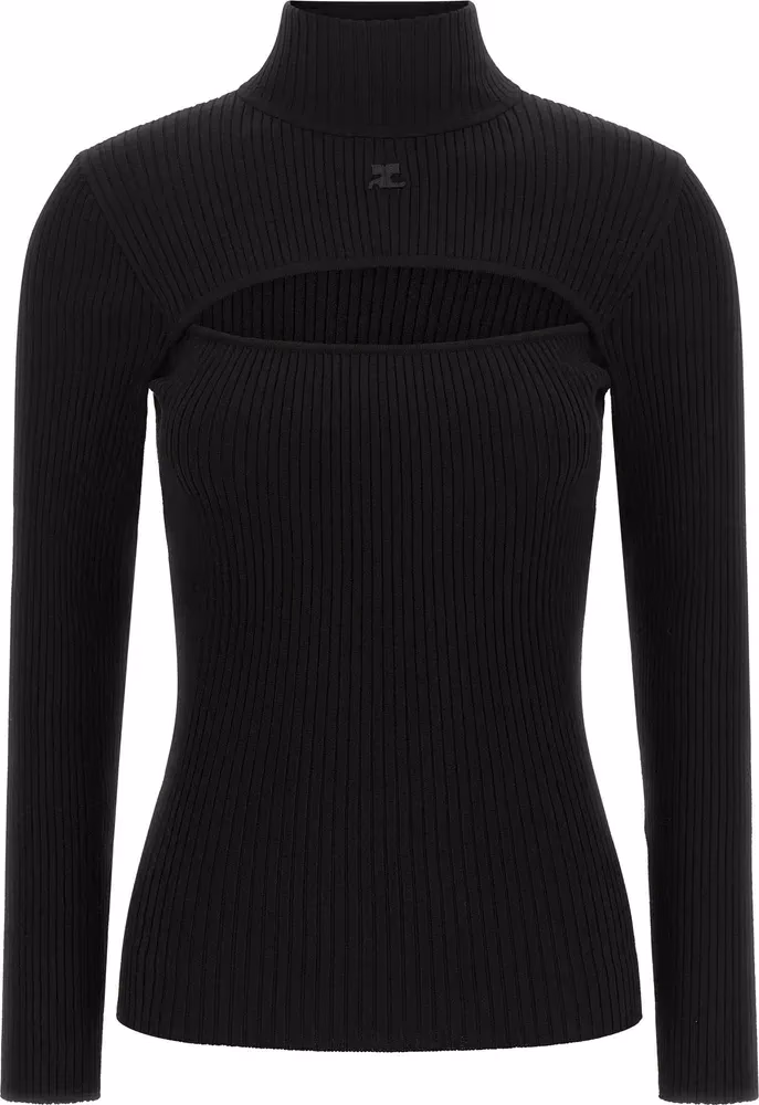 Courrèges Black Viscose Cardigan