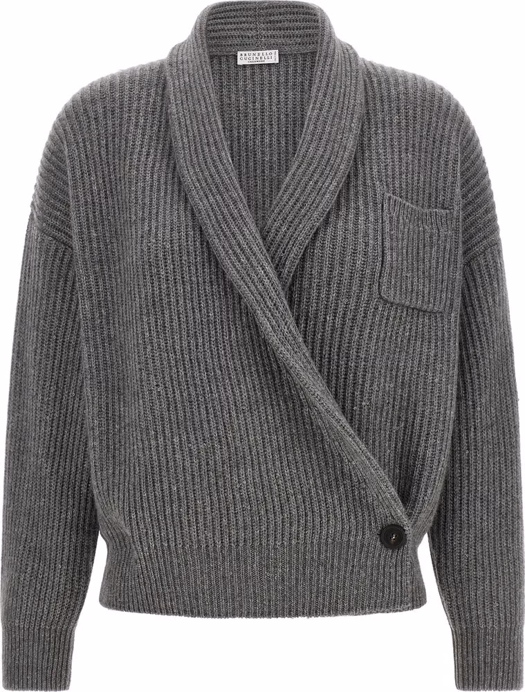 Brunello Cucinelli Gray Cashmere Cardigan