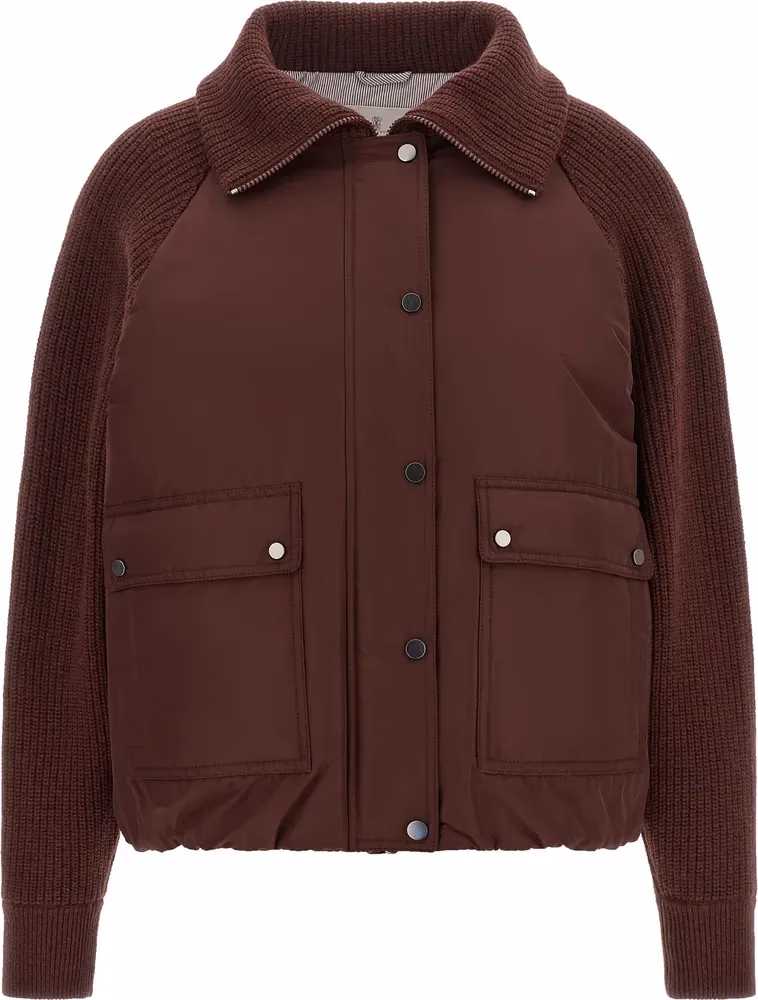 Brunello Cucinelli Bordeaux Cotton Bomber