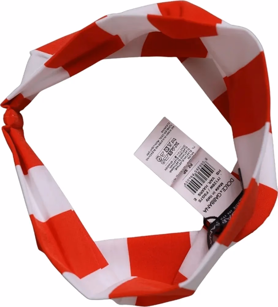 Dolce & Gabbana Red White Stripes Nylon Head Wrap One Size Headband