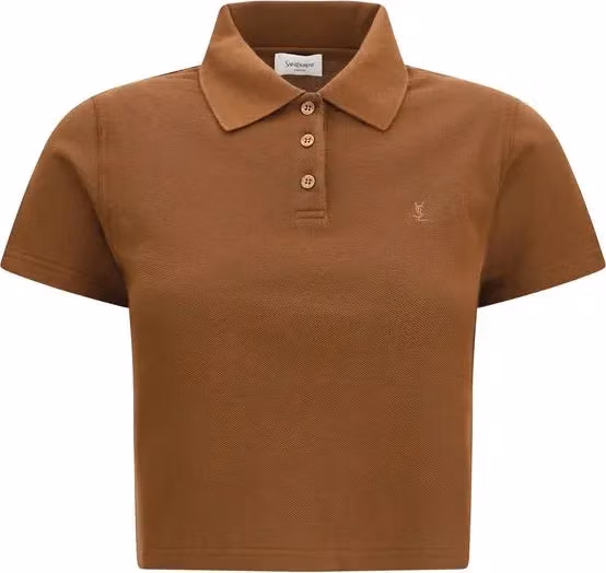 Saint Laurent Brown Cotton Polo Shirt