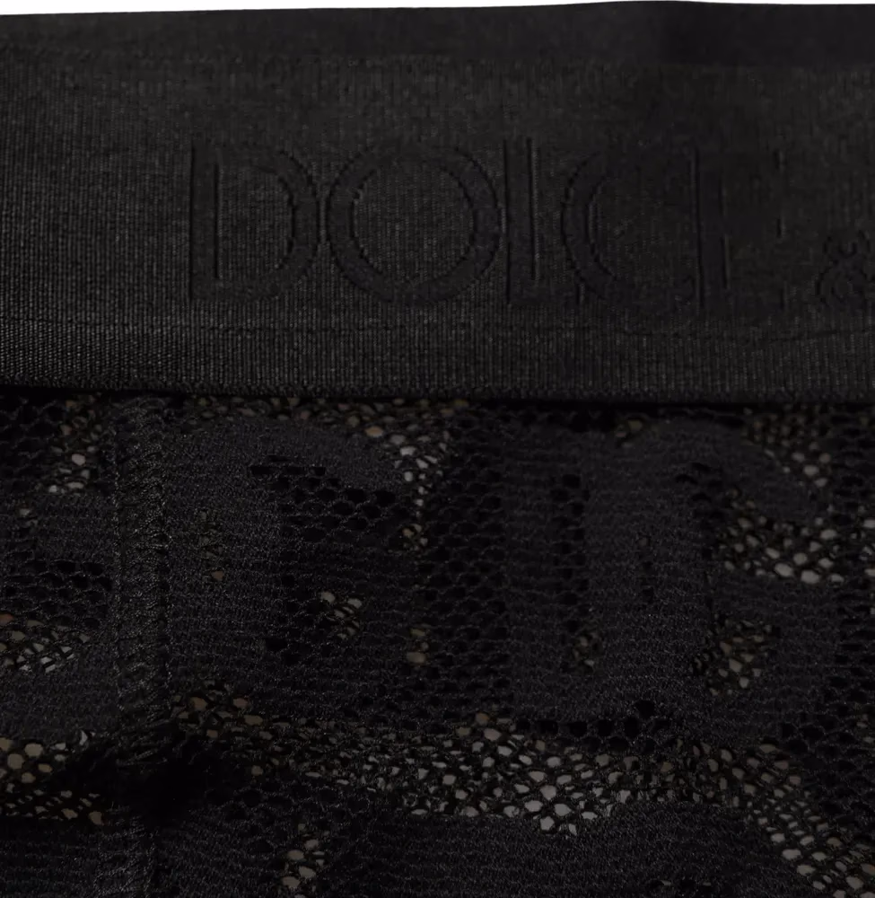Dolce & Gabbana Black All Over Logo Print Sheer Pantyhose Underwear