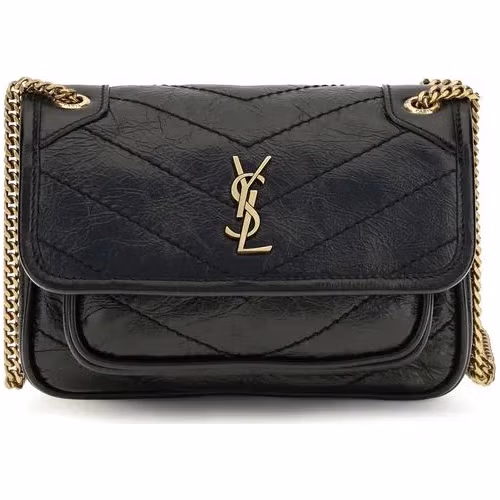 Saint Laurent Black Calf Leather Bos Taurus Shoulder Bag