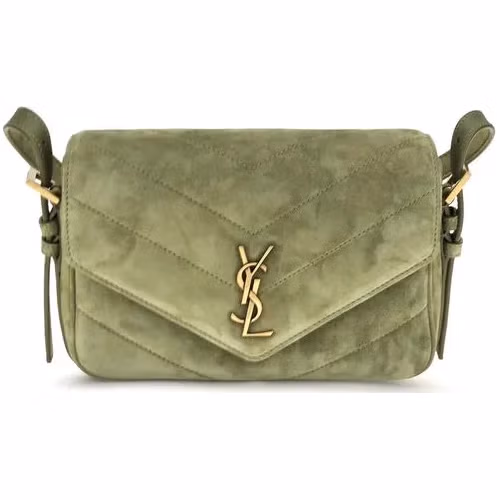 Saint Laurent Bicolor Suede Leather Shoulder Bag