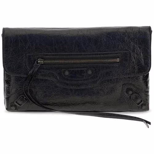 Balenciaga Black Lamb Ovis Aries Aries Clutch Bag