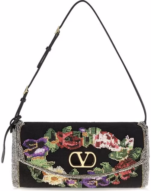 Valentino Garavani Black Satin Shoulder Bag