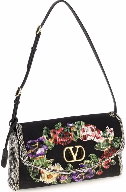 Valentino Garavani Black Satin Shoulder Bag