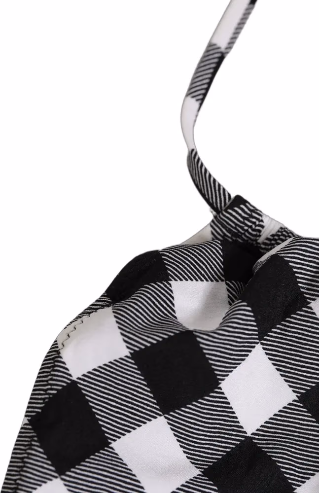Dolce & Gabbana Black White Checkered Halter Beachwear Bikini Top