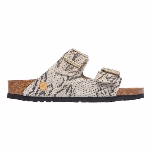 Birkenstock Gray Leather Flat Sandals