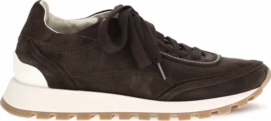 Brunello Cucinelli Brown Suede Leather Low Top Sneakers