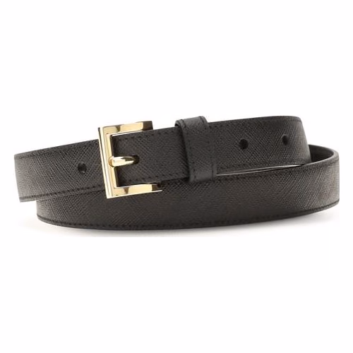 Prada Black Calf Leather Bos Taurus Regular Belt