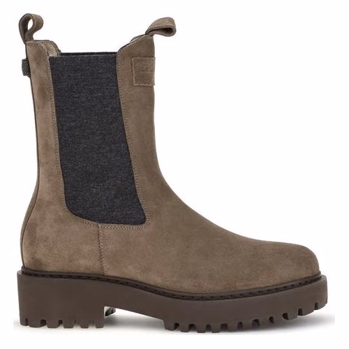 Brunello Cucinelli Brown Calf Leather Bos Taurus Ankle Boots