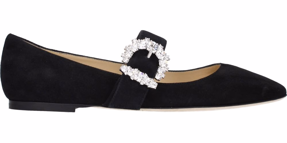 Jimmy Choo Black Leather Ballet Flats